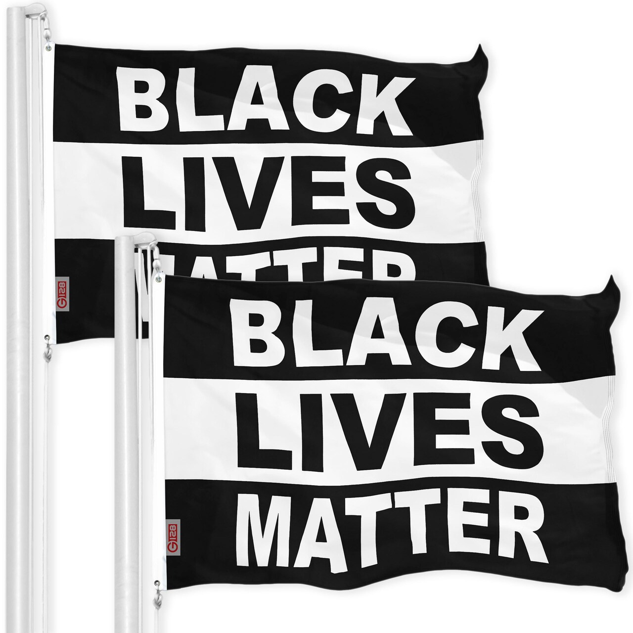 Black Lives Matter (Black/White) Flag 3x5 Ft 2-Pack Printed 150D Polyester By G128